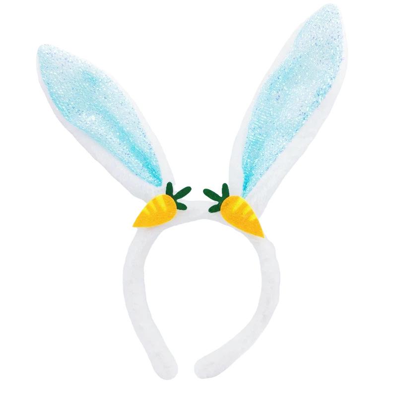 Neue Osterhasenohr-Haarbänder Plüsch-Hasenohren Karotten-Haarband Party Cosplay Kostüm Kopfschmuck Gesichtswasch-Haar-Accessoires Geschenk