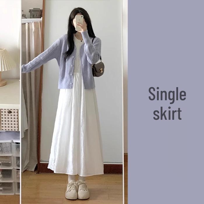 Women s Elegant White Knit Vest Dress - 2026 Spring/Autumn Collection M