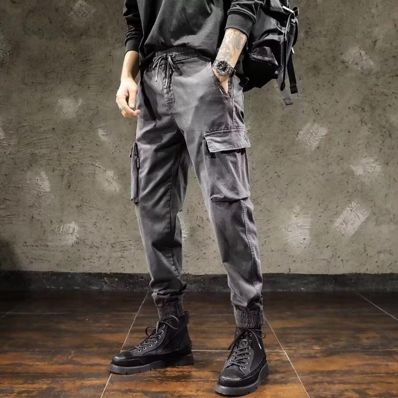 

Новые весенне-летние мужские и женские свободные износостойкие трендовые модные универсальные уличные спортивные брюки для пар в стиле милитари 4XL серый