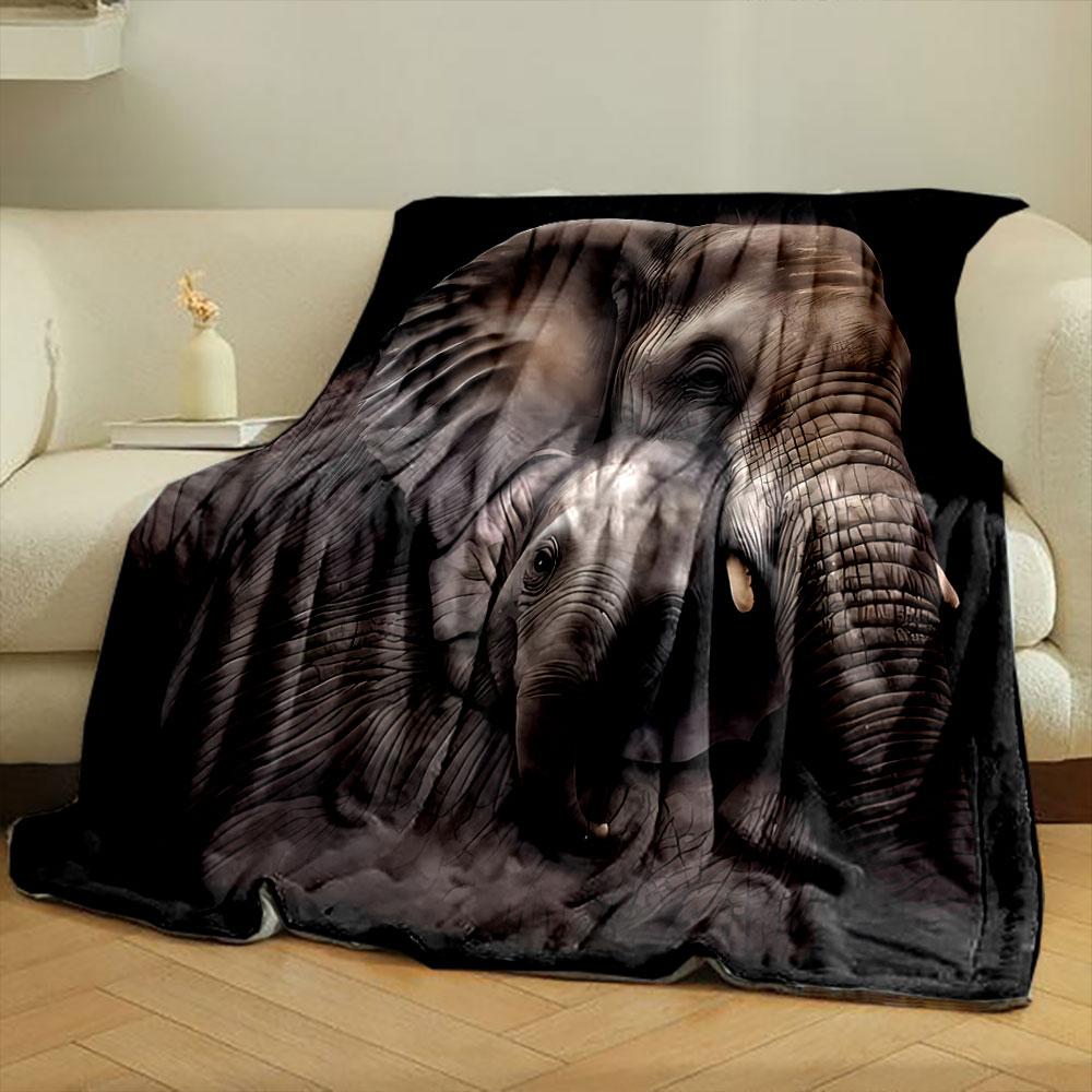 Elephant Mother And Baby Print Blanket Bedroom Blanket for Livingroom Couch Lunch Break Soft Throw for Friend's Festival Gift
