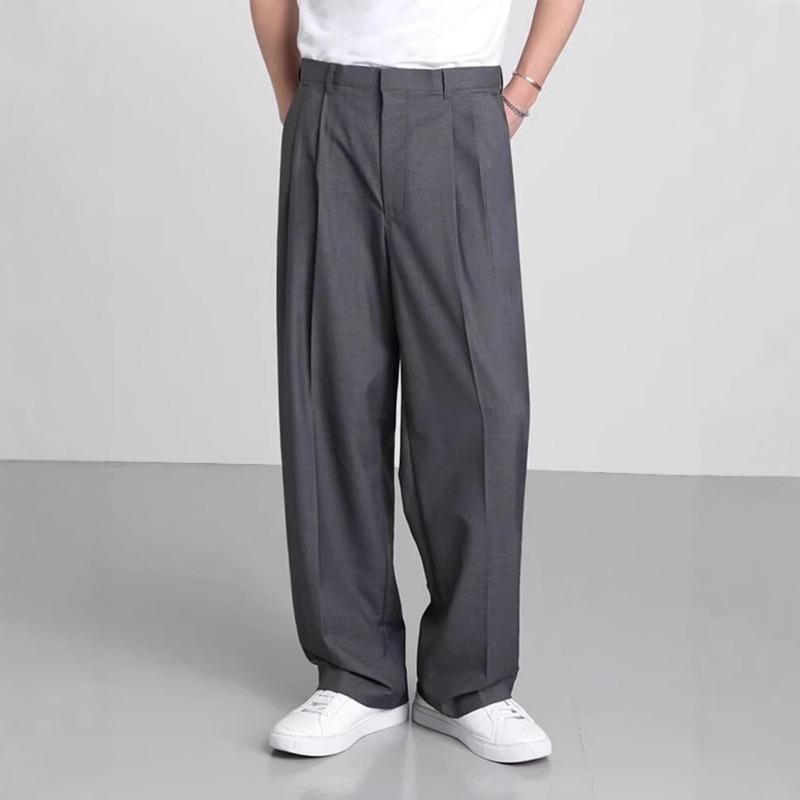 Men Loose Wide Leg Straight Cut Non Iron Casual Business Suit Trousers