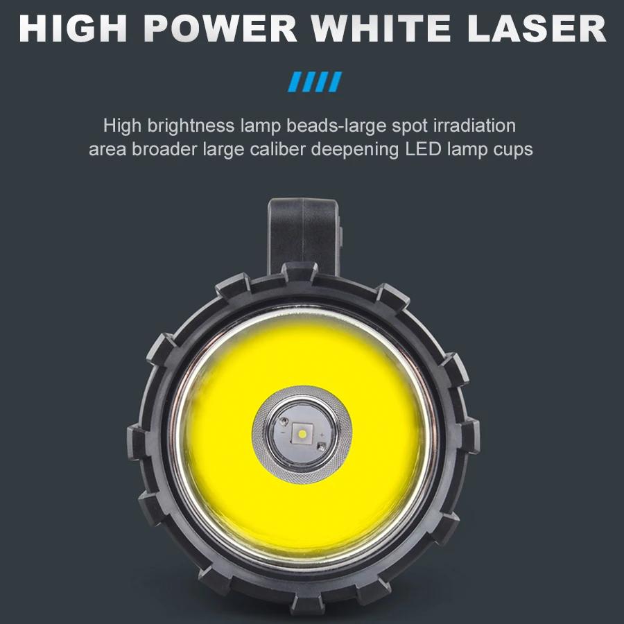 High Power LED Portable Flashlights USB Rechargeable Flashlight with 6 Modes Torch COB Emergency Light Searchlight Power Bank