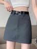 Summer 2025 Women's Gray High Waist A-line Bodycon Mini Skirt