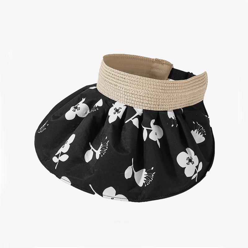 

Style Versatile Hat Fashionable Flower Womens Wide Brimmed Hatscaps Sun чорний