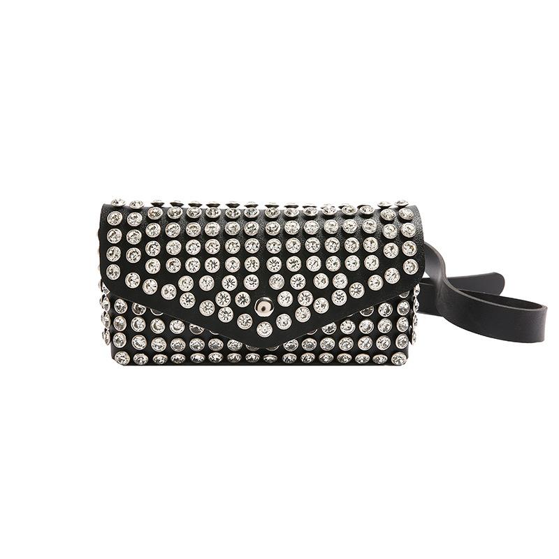 This year, the popular bag women 2025 new European and American fashion rhinestone single shoulder wide shoulder strap crossbody waist breast bag