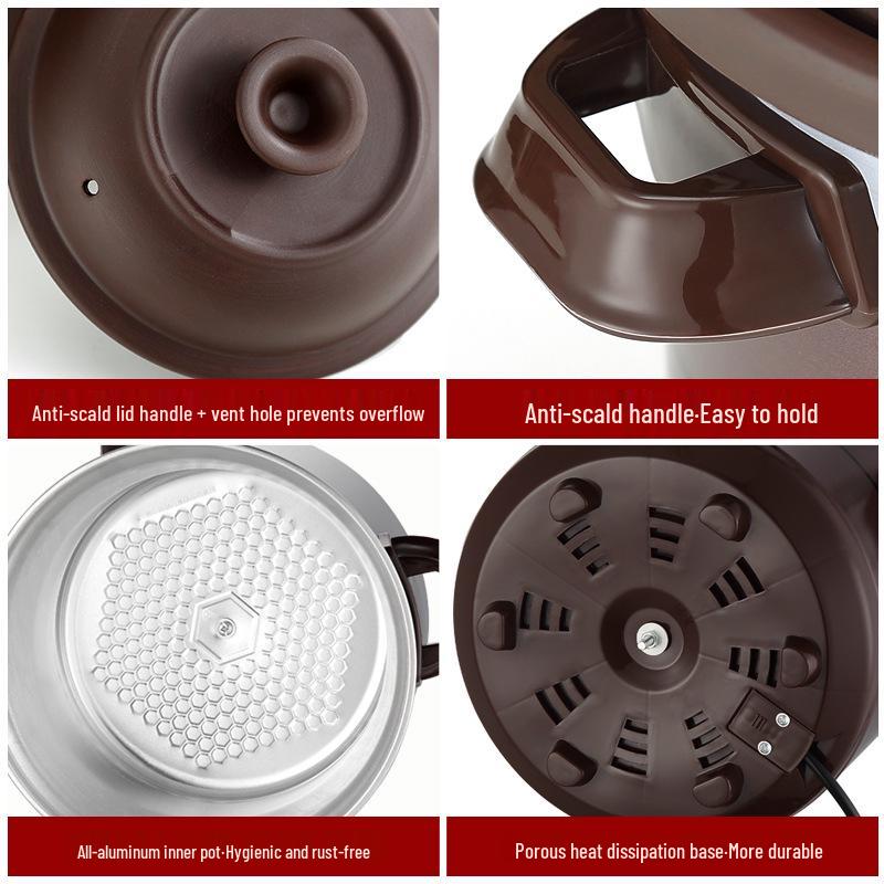 Fully Automatic Intelligent Electric Slow Cooker: Multifunctional Purple Clay Pot for Soup, Porridge, and Health Preserving Casserole.