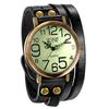 JewelryWe Antique Leather Band Wristwatch with Numeric Analog Quartz for and Perfect for Commuting and Cute and Available In Three Black Multi-Wrap