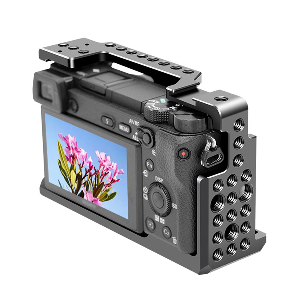 Kamerabur Aluminiumlegering Kameravideobur med Topphandtag Blixtskofäste 1/4 tum & 3/8 tum