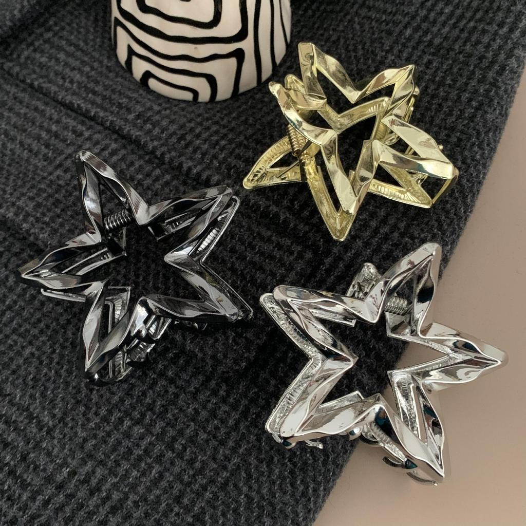 1pc Large five pointed star high ponytail clip headband, new high-end back of the head temperament clip, hair clip
