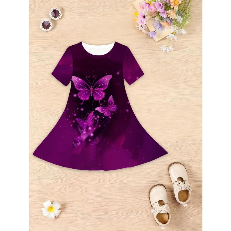 Summer Fashion Cute Short-sleeved Dress, Straight Skirt for Girls, Daily Dress