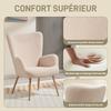 Lounge Chair, Boucle Accent Chair, High Back, Armrests, 71 x 74 x 97.5 cm, Beige