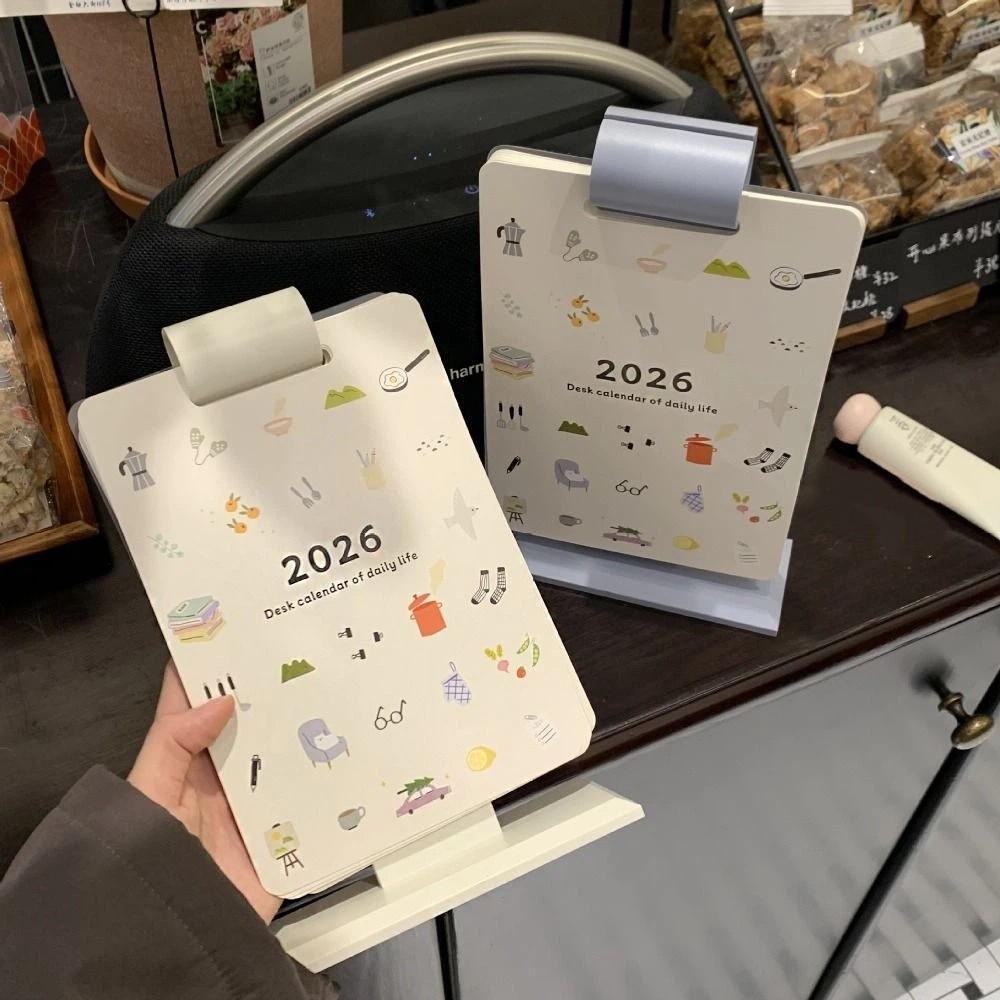 Paper Cartoon Desk Planner Cartoon 2026 Cute Student Calendar 2026 Desk Calendar  School