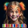 Professional Face and Body Painting Rainbow Stripe Palette with 13 Brushes and 6 Safe and for Face and Body Painting for and Parties Kit,