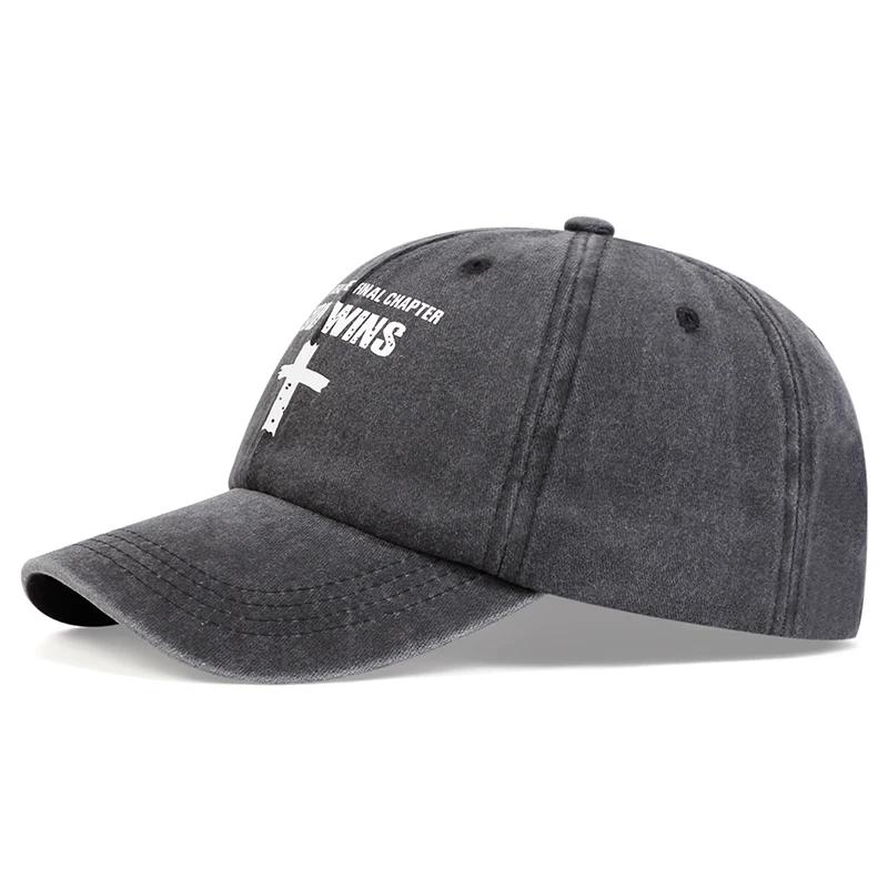 Unisex God Wins Cross Print Wash Baseball Caps Spring And Autumn Outdoor Adjustable Casual Hats Sunscreen Hat Sports Cap