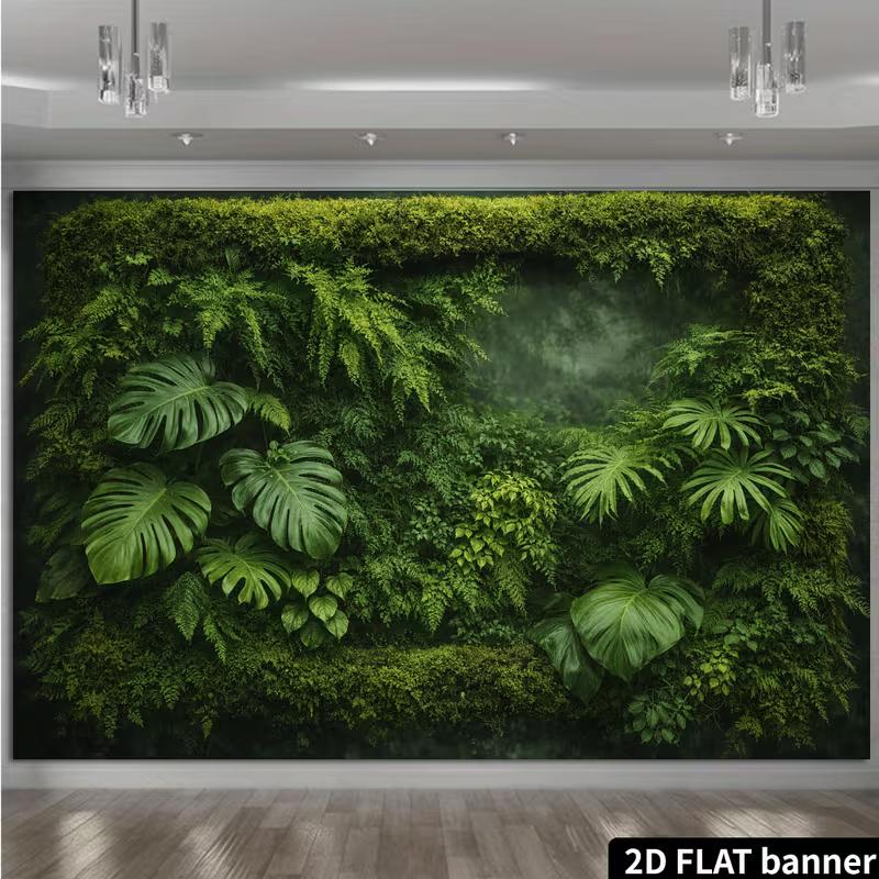 Tropische grüne Wandkulisse mit Monstera und Farnen Fotografie-Hintergrund