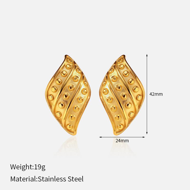 Hot-selling new ins wind titanium steel stud earrings in Europe and America, high-end trend wind stainless steel earrings, electroplated 18K gold jewe