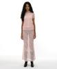 Partimento Woman Lace Flare Maxi Skirt_Pink