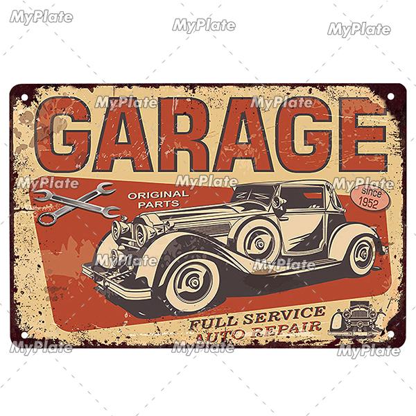 Garage Metallskylt Metallaffisch Plåtskylt Plack Metall Vintage Väggdekor för Bar Pub Motorcykelklubb Man Cave Tool Regler Affisch