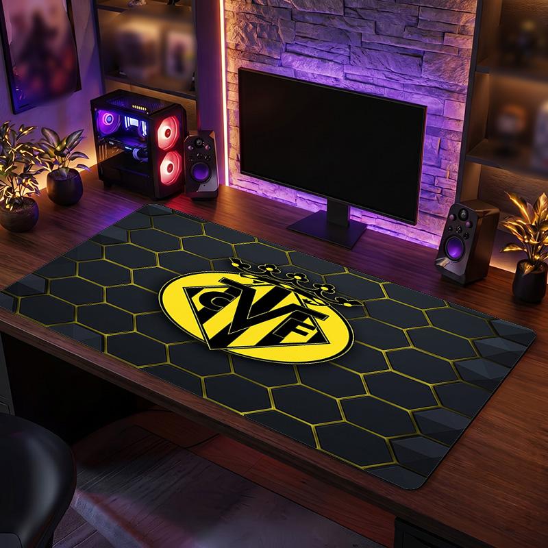 Villarreal FC Theme Pattern Mouse Pad, Soccer Logo Design XXL Gaming Desk Mat Non-Slip Computer Mouse Pad