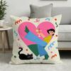 Couple Heart Flat Cushion Cover Soft Short Plush Cushion Cover 50x50 45x45 Zipper Pillowcase Home Decor