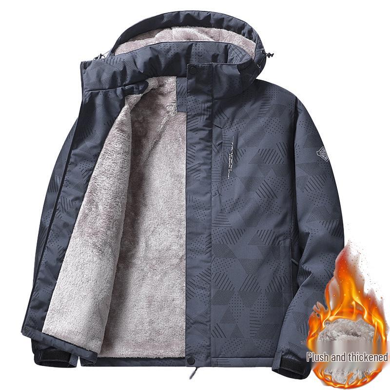 Men s Winter Warm Windproof Waterproof Cotton Mountaineering Jacket with Detachable Hood L