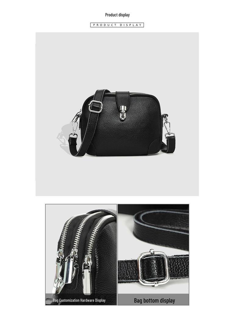 2024 New Fashion Women's Cowhide Lychee Grain Leather Crossbody Bag