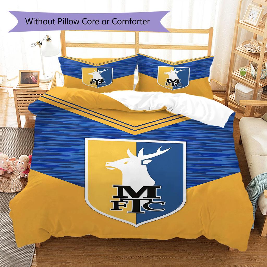 MansfieldFC Muster Bettwäsche Steppdecke Set Bettbezug Kissenbezug Heimdekoration Geburtstagsgeschenk (1 Bettbezug + 2 Kissenbezüge, ohne Füllung)