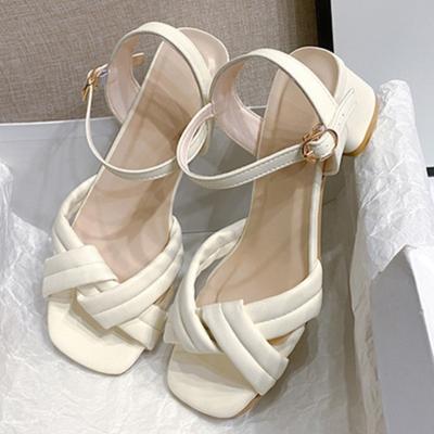 Mode Riemchensandalen mit Blockabsatz 2025 Sommer High Heels für Damen Riemchen-Sandalen mit Blockabsatz Vielseitiger High Heel