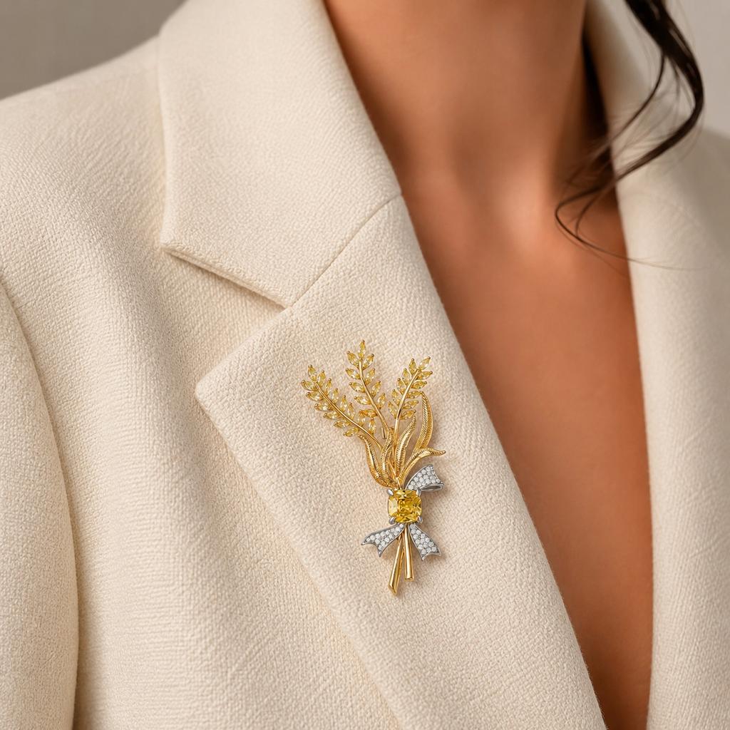 Ear Bouquet Brooch With Stone Elegant Pinets