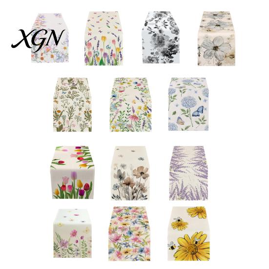 Floral Table Runner for Dining Room Runner, Spring Summer Flower Prints, 72 Inch Botanical Garden Print Farmhouse Cover Home Decor Soft