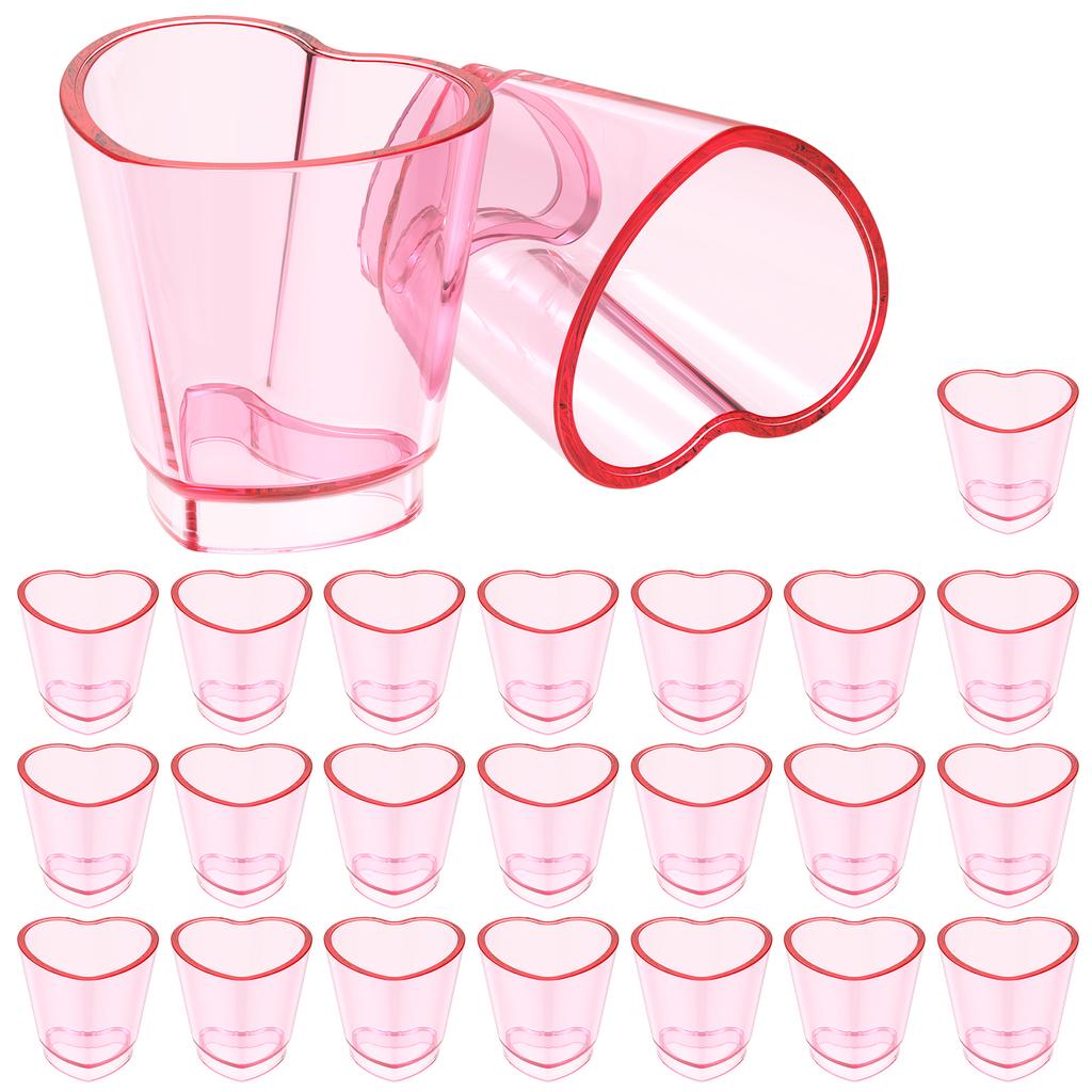 24/12Pcs Mini Wine Glass 1.5oz Heart Shape Cake Cup Tequila Spirit Shot Whiskey Glass Plastic for Festival Party Dessert Decor