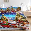 3pc Christmas Santa Claus & Reindeer Festive Decoration Bedding Set-Perfect for Bedroom,Guest Room,Living Room,Hotels-Ideal Gift for Fans