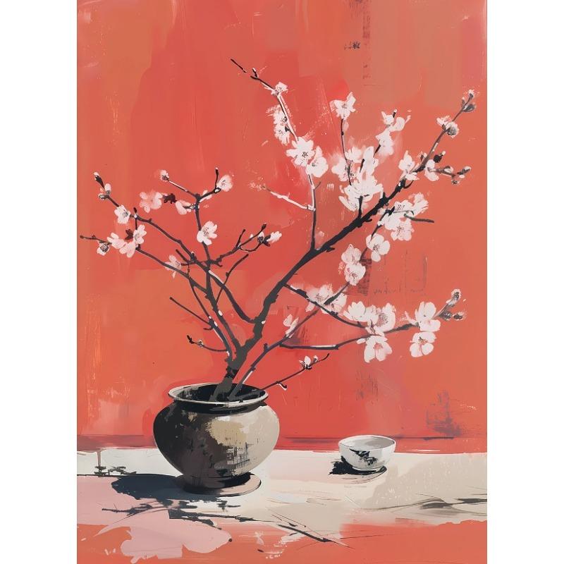 Abstract Plant Coloful Flower Hydrangea Lily Cherry Blossom Poster Canvas Painting Wall Pictures Living Room Decor