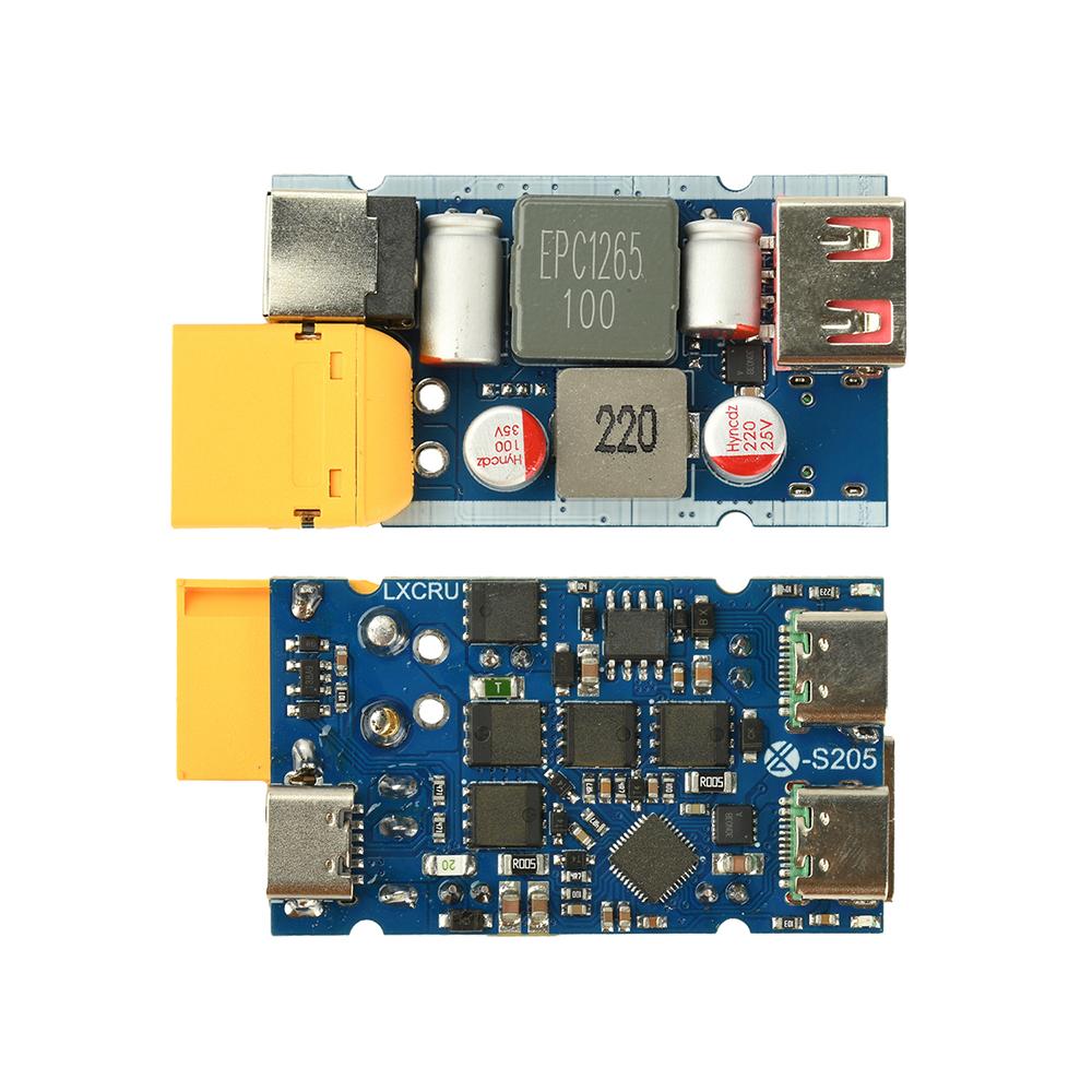 205W High Power Fast Charging Module PD QC 3.0/5.0 AllProtocols Step-up Step-down XT30/XT60 Interface Dual Port for Multi-device