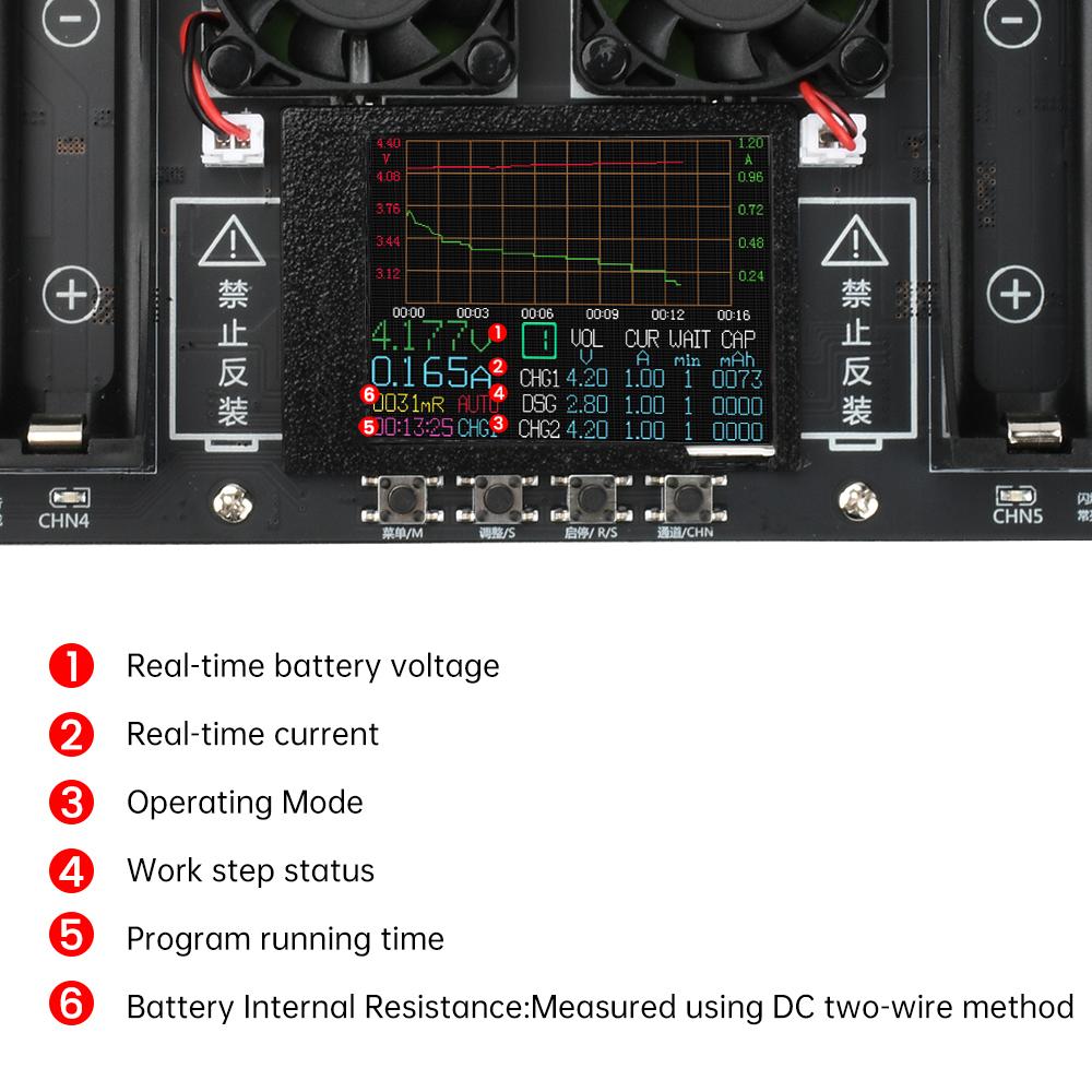 8 Channel 18650 Battery Capacity Internal Resistance Tester Automatic Charging/Discharging Module Curve display Battery Tester