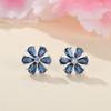 Wih New Flower Blue Diamond Stud Earrings Simple Personality Niche Earrings Earrings