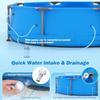 10' Round Above Ground Pool Set with Metal Frame and PVC Fabric Blue 1158 Gal Includes 3 Stoppers and Drainage Valve Connector