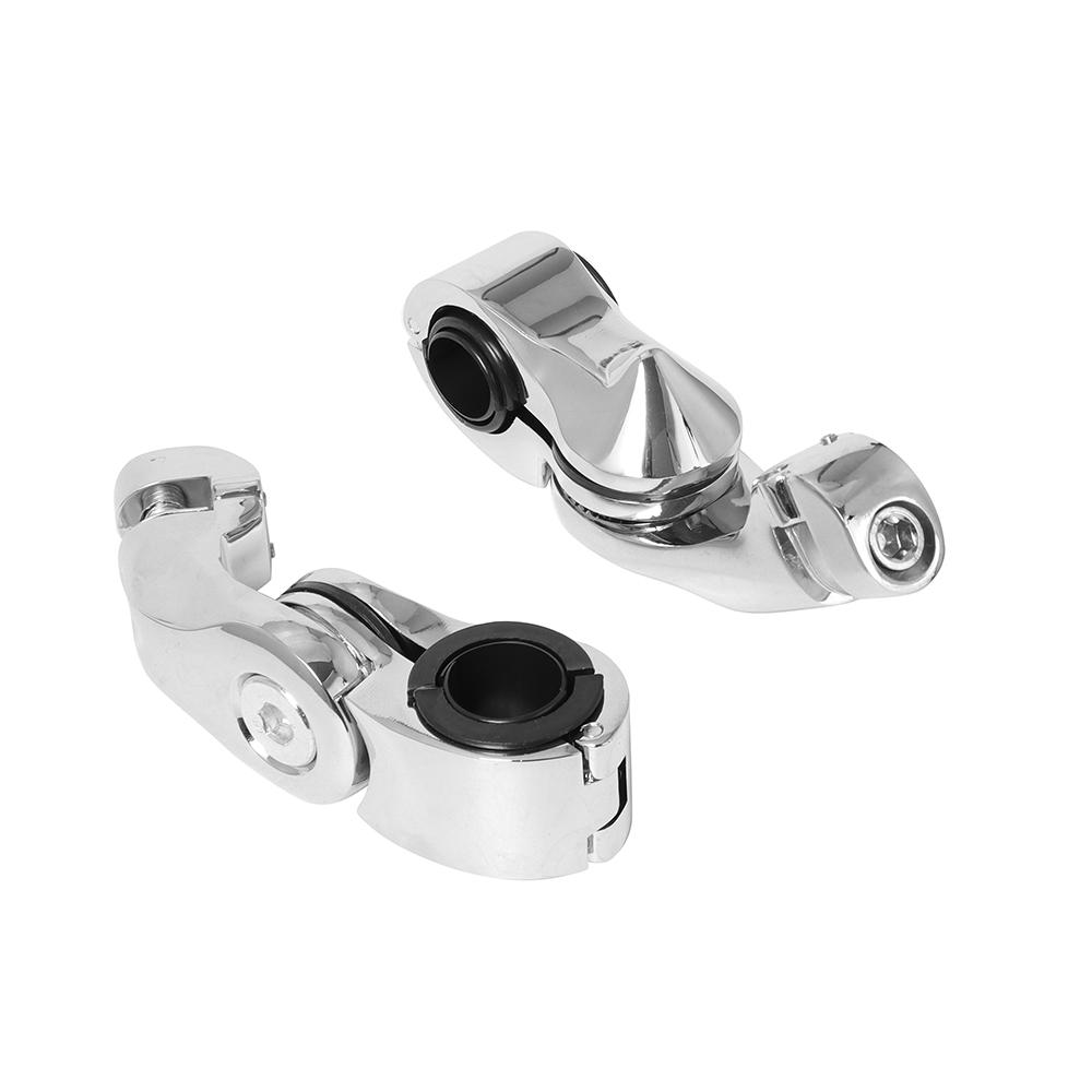 Motorcycles Male Mount-Style Chrome 1 1/4" Foot Peg Adapter Engine Guard Footrests Mount Clamps for Harley Softail Cafe Racer