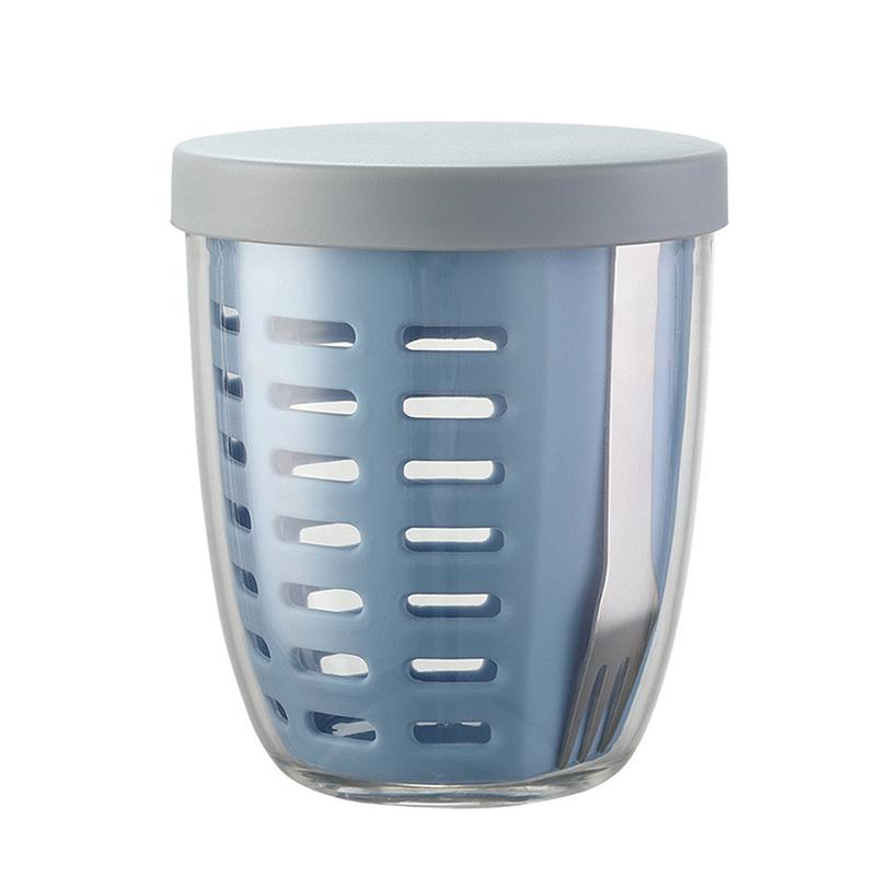 

Двухслойный герметичный контейнер для хранения фруктов с вилкой, контейнер для свежих овощей и фруктов, салатов, хлопьев, орехов, фруктов, кухонные принадлежности синий