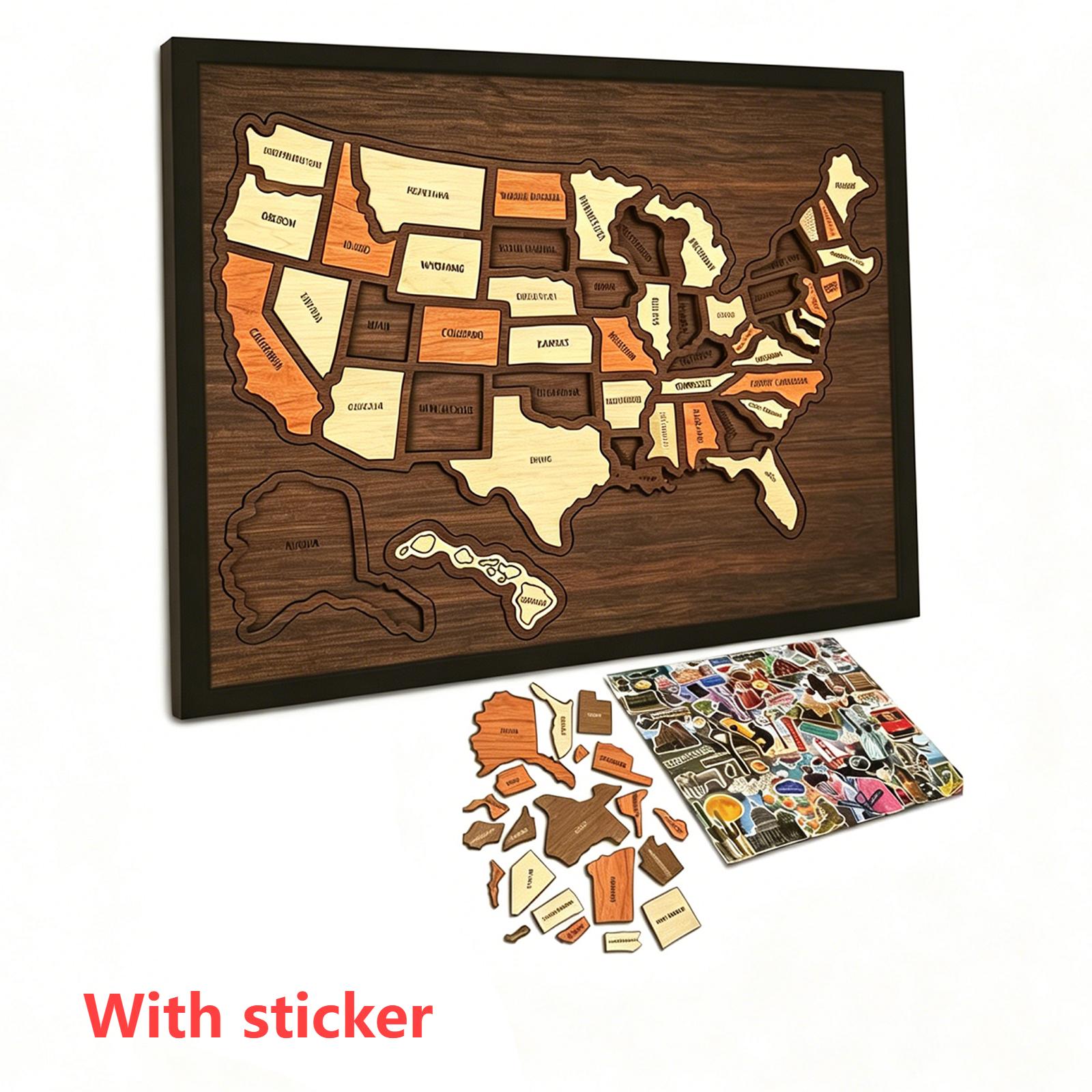 

USA Travel Map Reusable Landmarks Cork Travel Map Multi-Purpose Interactive Geography Learning Toy for Home Decor Remarks