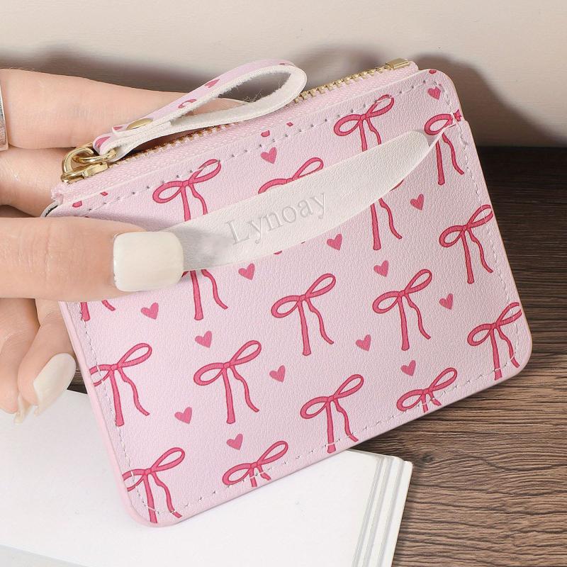 

Модный простой кошелек-монетница на молнии с бантом, Ультратонкий держатель для кредитных карт, Кошелек на молнии, Милый легкий мешочек для мелочи, Подарки на день рождения A1