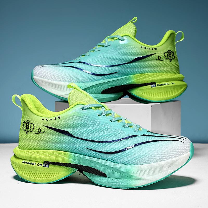 

Кроссовки с фрикционным звуком для подростков, попкорн, на мягкой подошве, мужские и женские ультралегкие, с амортизацией и нескользящей карбоновой пластиной, гоночные кроссовки для бега 33