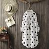 Camisa de manga larga con lunares de talla grande, diseño clásico con botones al frente, ropa informal cómoda y elegante para mujer, nuevo estilo