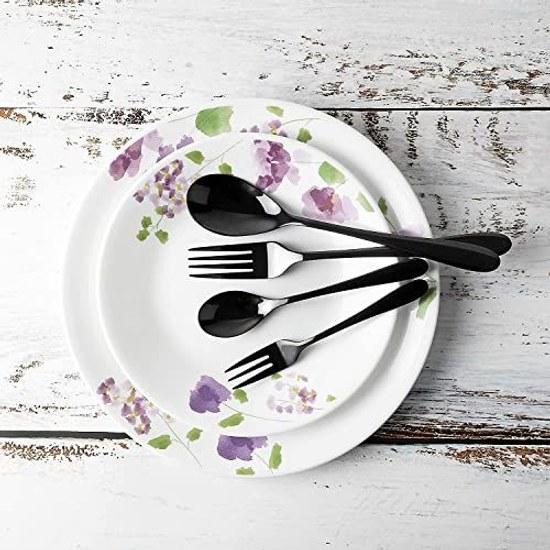 BLKP Pearl Metal Cutlery Set Dessert Spoon / Fork Tea Fruit Limited Black Titanium Plating 4-Piece AZ-5034