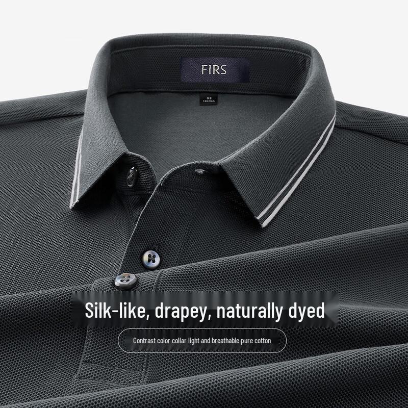 FIRS Men s 100% Mercerized Cotton Business Casual Long-Sleeve Polo Shirt XL