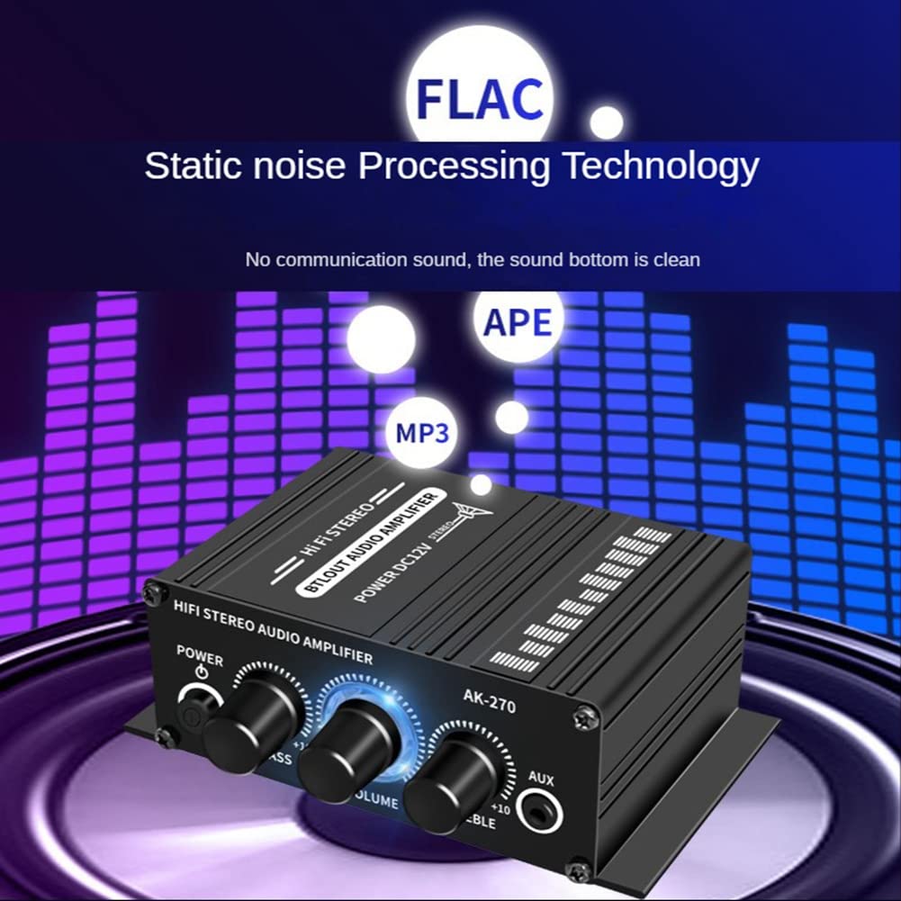 Xsdjasd 270 12V Mini HIFI Leistungsverstärker Audio Heim Auto Heimkino Verstärker Verstärker AUX Eingang -270 2-Kanal USB/SD