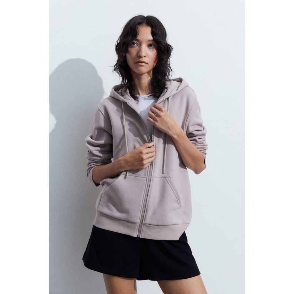 

H M zip up hoodie light gray 0984902046
