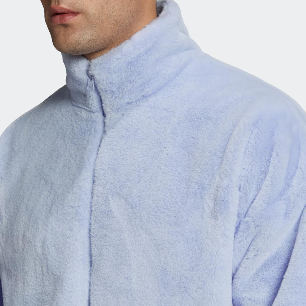 Adidas Colorblock Logo Synthetic Fur Jacket Men Outerwear Light-Purple HI1201