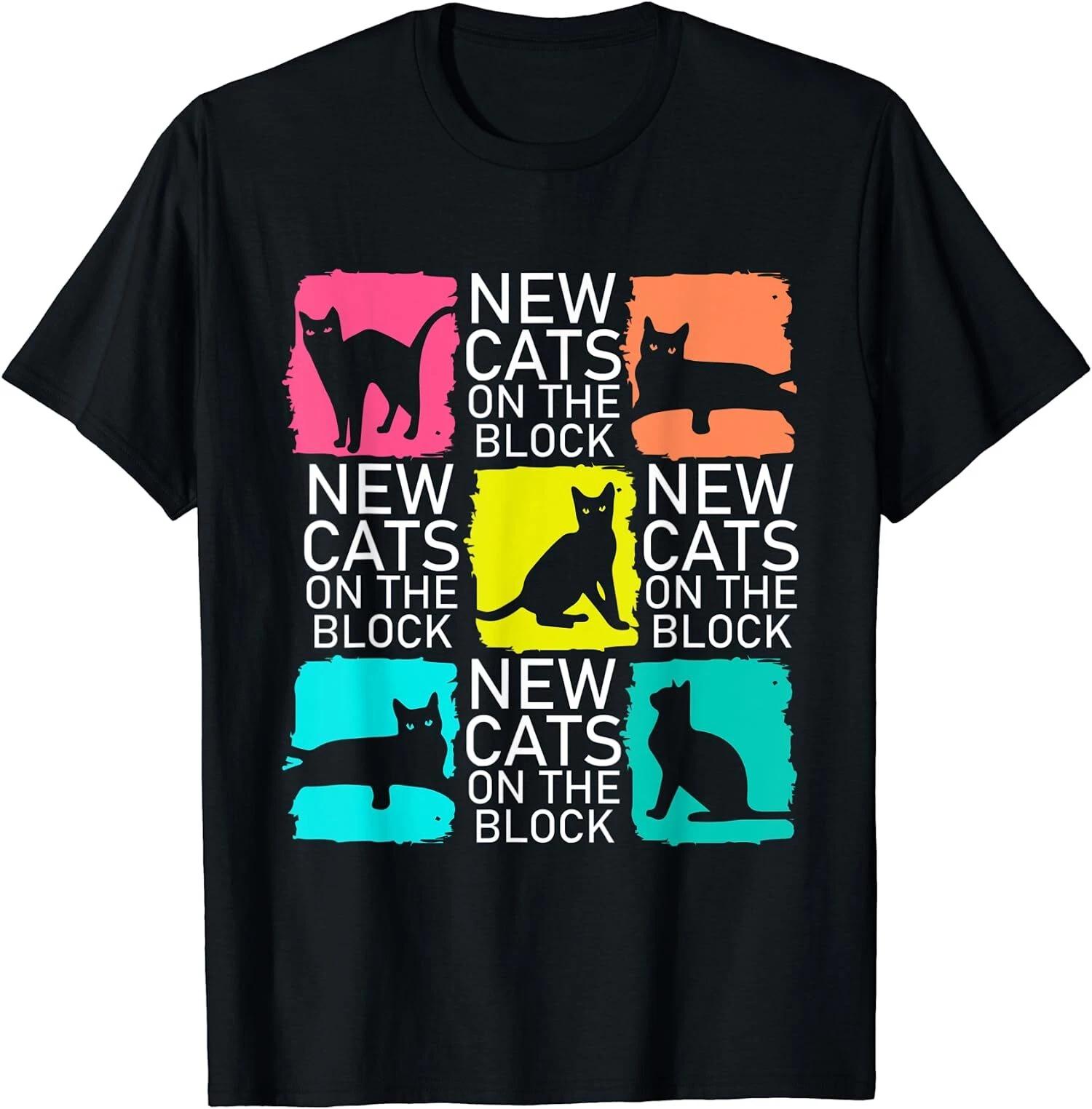Cute Black Cats on the Block, Cat Lovers T-Shirt XXL
