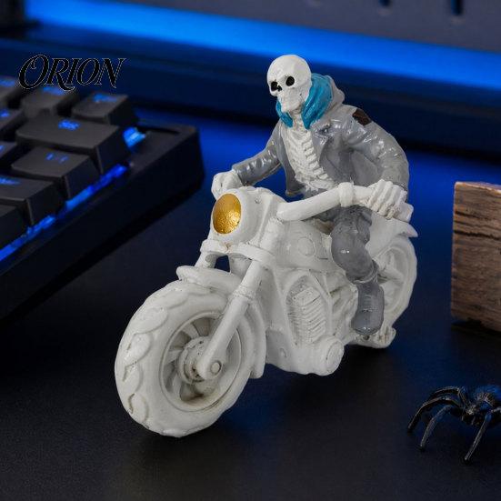 Motorcycle Hall Ornament Halloween Skeleton Ornament, Resin Figurines, Durable Matte Finish Boys Desktop Decoration Collectible Statue, for